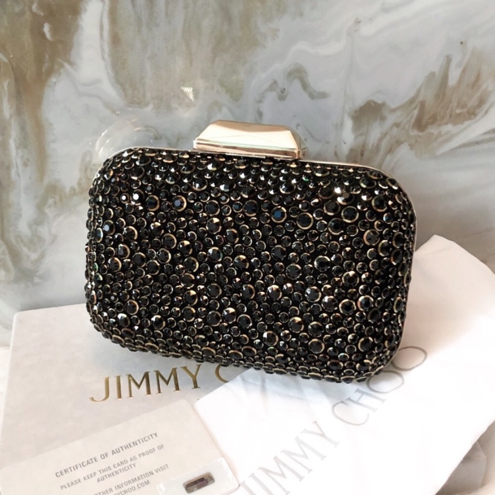 $2800 Jimmy Choo Black Halo Crystal Cloud Clutch